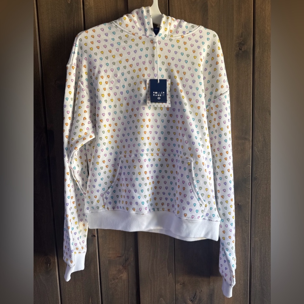 Roller Rabbit Target Multicolor Disco Heart Print Long-sleeve Hoodie Small